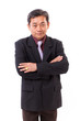 © 9nong - confident, successful senior middle aged businessman crossing arm, studio isolated