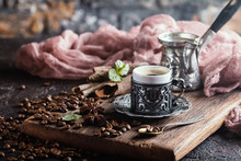 Turkish Coffee In Metal Cup