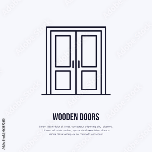 Wooden Doors Installation Logo Repair Flat Line Icon