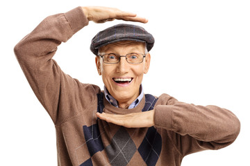 Poster - Joyful elderly man making a hand frame