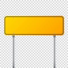 Wall Mural - road yellow traffic sign. blank board with place for text.mockup. isolated information sign. directi