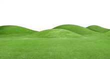 Panorama Of Green Hills Is On White Background