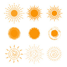 Vector Set Of Different Sun Icon. New Sun Icon Collection. Isolated On White Background.
