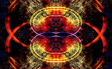 Fotobehang - background pattern with filigrane fractal effect structure and circular and eliptical forms.