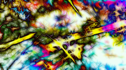 Aufkleber - background pattern with fractal needle structures and blurred radiant lights