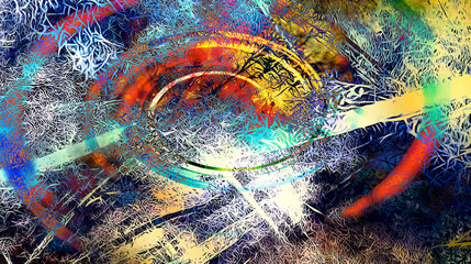 Fototapete - background pattern with fractal needle structures. Swirl effect.