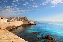 View Of Seawall In Antibes France