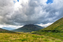 Dramatic Clouds Over Beinn Dorain In Scotland.