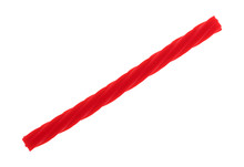 A Single Red Spiral Licorice Stick Isolated On A White Background.