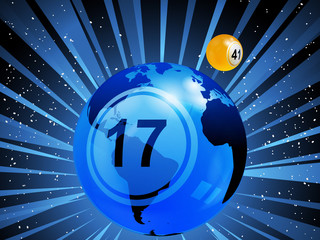 Wall Mural - Planet earth with bingo lottery number in the space