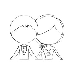 Sticker - Married couple avatar characters vector illustration design