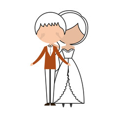 Sticker - Married couple avatar characters vector illustration design