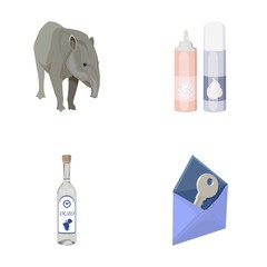 Wall Mural - Tapir, cream and other web icon in cartoon style.alcohol, key to mail icons in set collection.