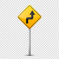 Wall Mural - road yellow signs collection isolated on transparent background. road traffic control.lane usage.sto