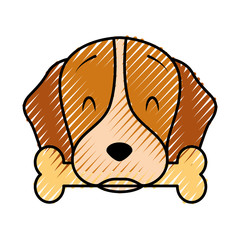 Poster - cute dog mascot with bone vector illustration design