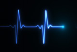 Fototapeta  - Blue glowing neon heart pulse graphic illustration