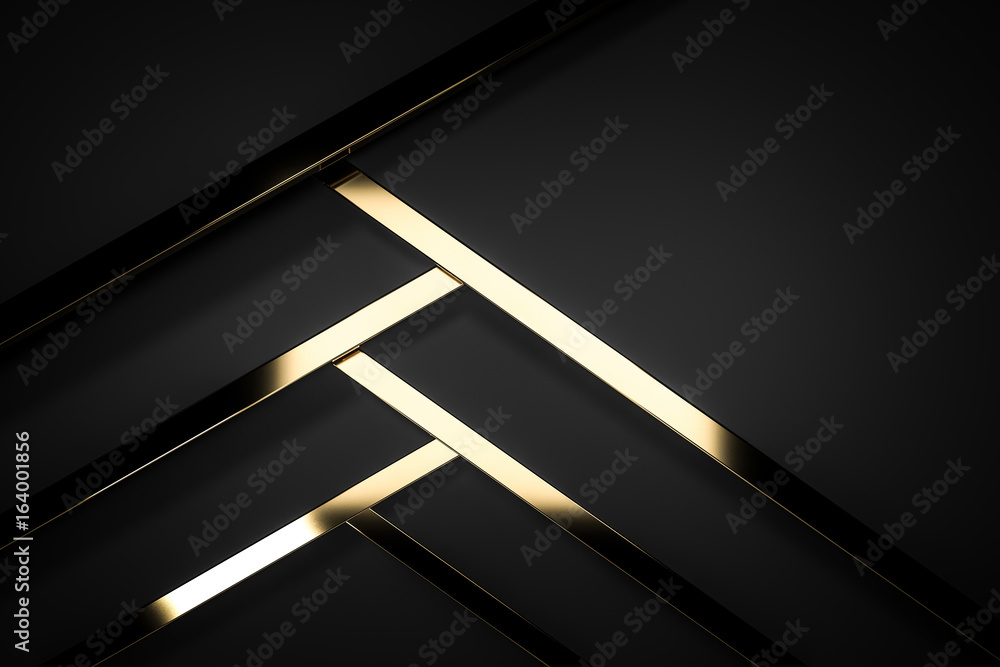 abstract dark black gold luxury background 3d render Stock Illustration ...