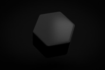 black hexagon honey comb levitation on black background 3d rendering