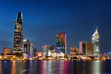 Wall Mural - Ho Chi Minh City skyline at night. Amazing cityscape