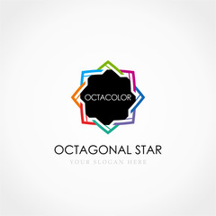 Sticker - Octagonal Star Logo, Flower colorful logo