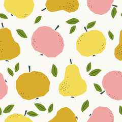 Fototapete - seamless pattern with apples and pears