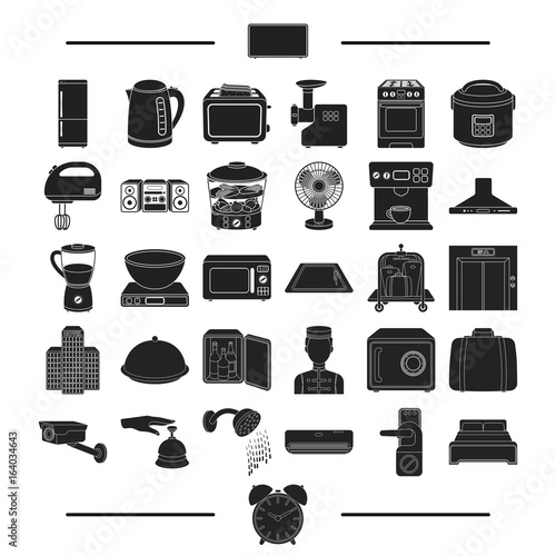 Fotografie, Obraz vacation, appliances, domestic and other web icon in black style