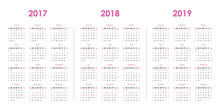 Calendar Template For 2017, 2018, 2019