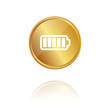 Voll aufgeladene Batterie - Gold Münze mit Reflektion