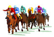 Rennpferde mit Jockeys auf der Rennbahn