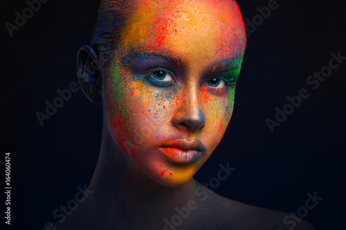 Creative art of make up, fashion model closeup portrait