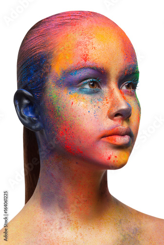 Creative art of make up, fashion model closeup portrait