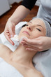 © Stocked House Studio - Relaxing beautiful woman having a massage for her skin on a face in beauty salon