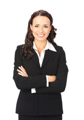 Sticker - Portrait of happy business woman, isolated