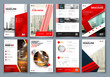© great_bergens - Brochure design. Red Corporate business template for brochure, report, catalog, magazine, book, booklet. Layout with modern triangle elements and abstract background. Creative vector concept