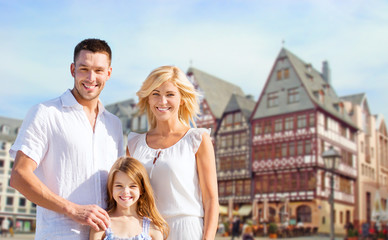 Poster - happy family over frankfurt am main background