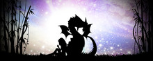 Girl With Dragon Cartoon Characters In The Real World Silhouette Art Photo Manipulation