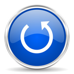 Fototapete - Rotate blue glossy vector icon. Chrome border round web button. Silver metallic pushbutton.