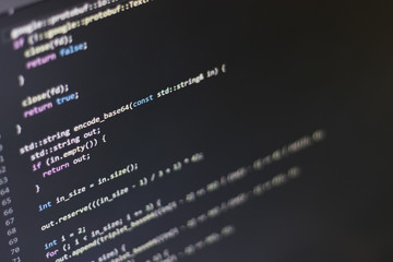 c++ source code on a computer display