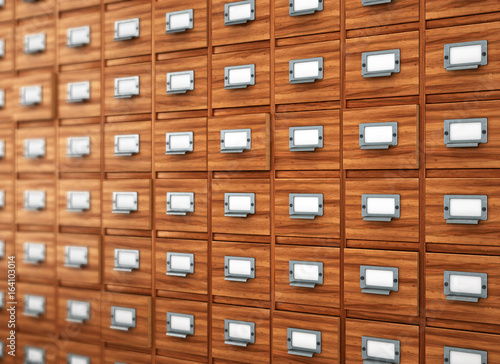 Database Concept Vintage Cabinet Library Card Or File Catalog