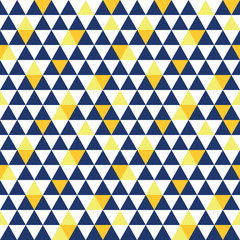 Fotofirana vector navy blue and yellow triangle texture seamless repeat pattern background. perfect for modern fabric, wallpaper, wrapping, stationery, home decor projects.