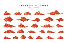 Collection Of Red And Gold Clouds In Chinese Style