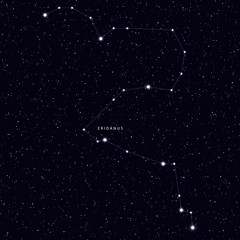 sky map with the name of the stars and constellations. astronomical symbol constellation eridanus