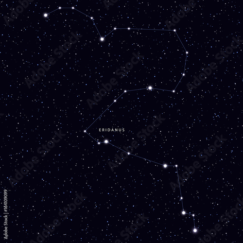 Zdjęcie XXL Sky Map z nazwą gwiazd i konstelacji. Astronomiczny symbol konstelacji Eridanus