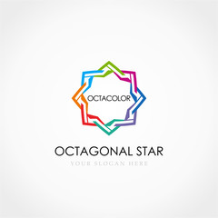 Sticker - Octagonal Star Logo, Flower colorful logo