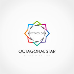 Wall Mural - Octagonal Star Logo, Flower colorful logo