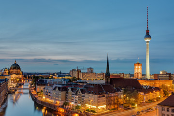 Wall Mural - The Alexanderplatz with the Television Tower in Berlin at night