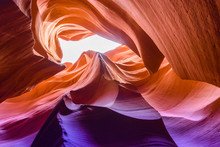 Lower Antelope Canyon - Located On Navajo Land Near Page, Arizona, USA - Beautiful Colored Rock Formation In Slot Canyon In The American Southwest
