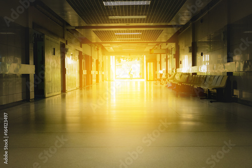 Tunnel in towers with light with blur man Poster