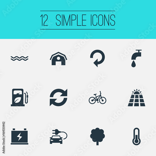 Vector Illustration Set Of Simple Power Icons Elements Petrol