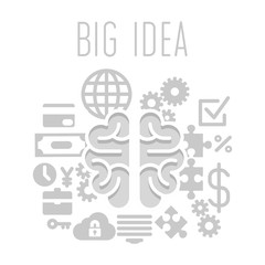 Canvas Print - Big idea concept with brain on white background